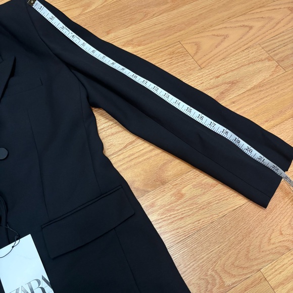 NWT ZARA STRAIGHT CUT DOUBLE BREASTED WOOL BLEND BLACK Blazer - Picture 8 of 11